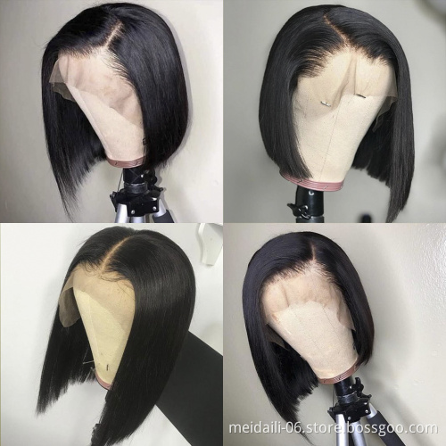 2020 Hot Selling Wholesale Bob Wig Cuticle Aligned Brazilian Hair Virgin Human Hair Front Lace Wigs